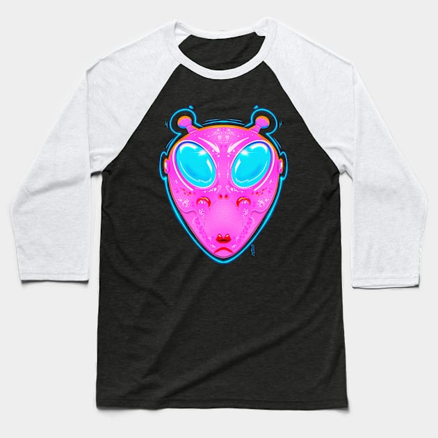 Neon alien Baseball T-Shirt by Chillateez 